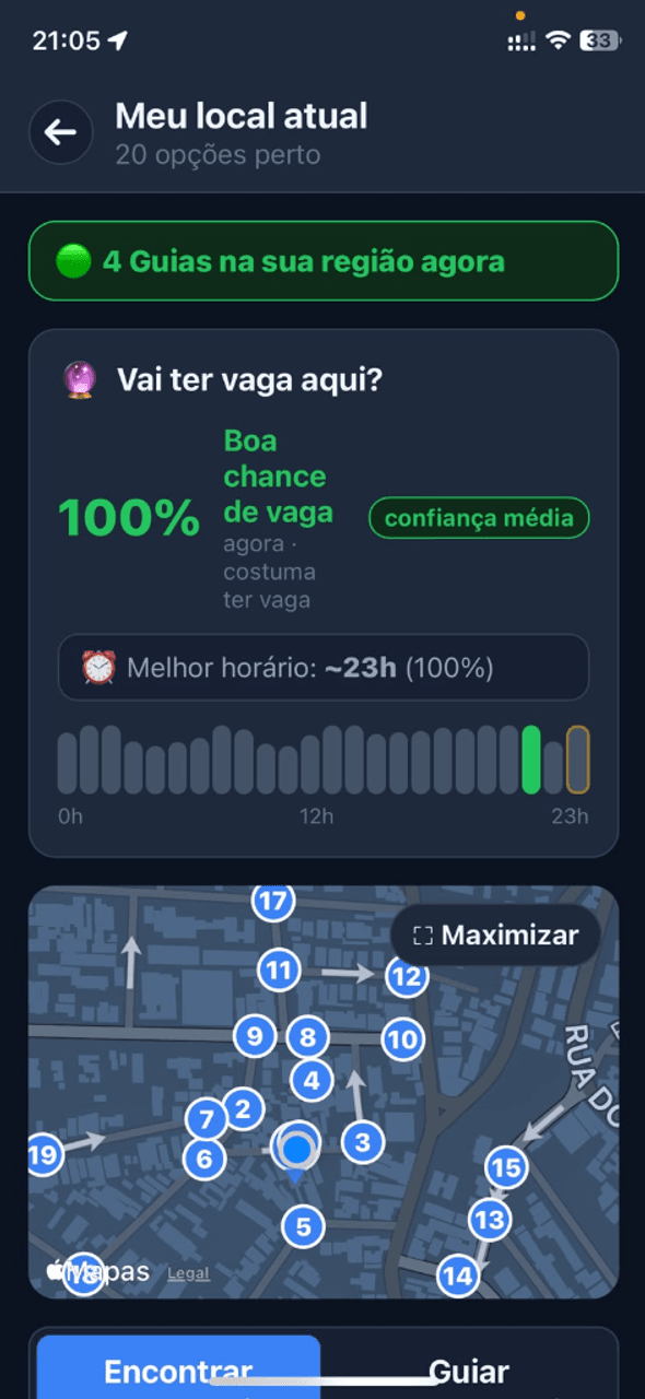 Previsão de vaga ao vivo