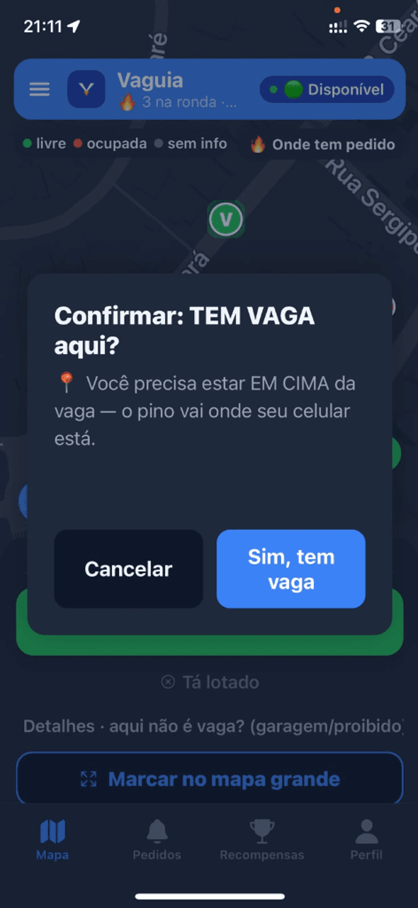 Confirmação de vaga